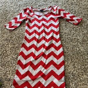 Rue21 Red and Gray Chevron Long Sleeve Dress